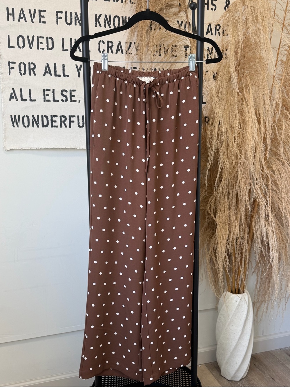 MELLODAY Brown Polka Dot Wide-Leg Pants